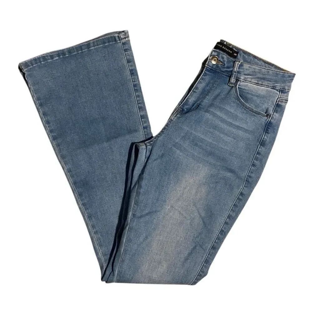Flying Banana Mid-Rise Curvy Stretchy Bootcut Jeans Blue Denim Light Wash Size 4